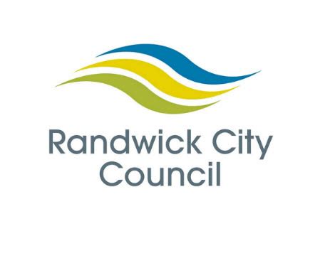The randwick city council logo is a blue , yellow , and green wave.