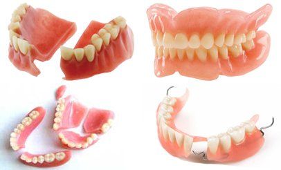 various samples of dentures