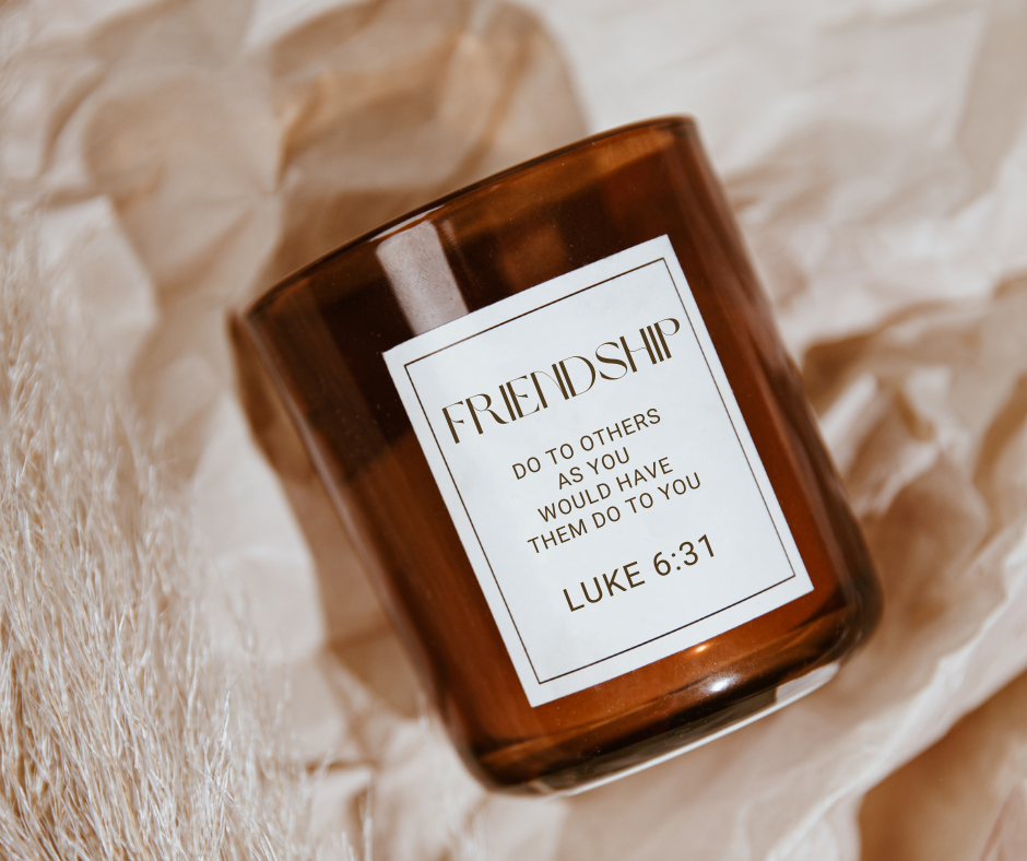A candle with a label that says luke 6:31 on it