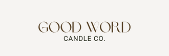 A logo for a candle company called good word candle co.