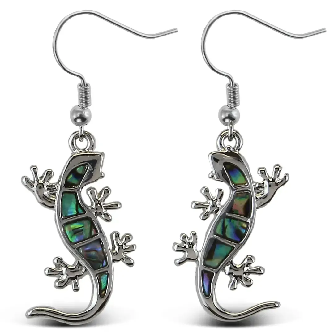 CTG 6835 Aqua79 Jewelry Earrings Dangle Post Fish Hook Natural Paua Gecko