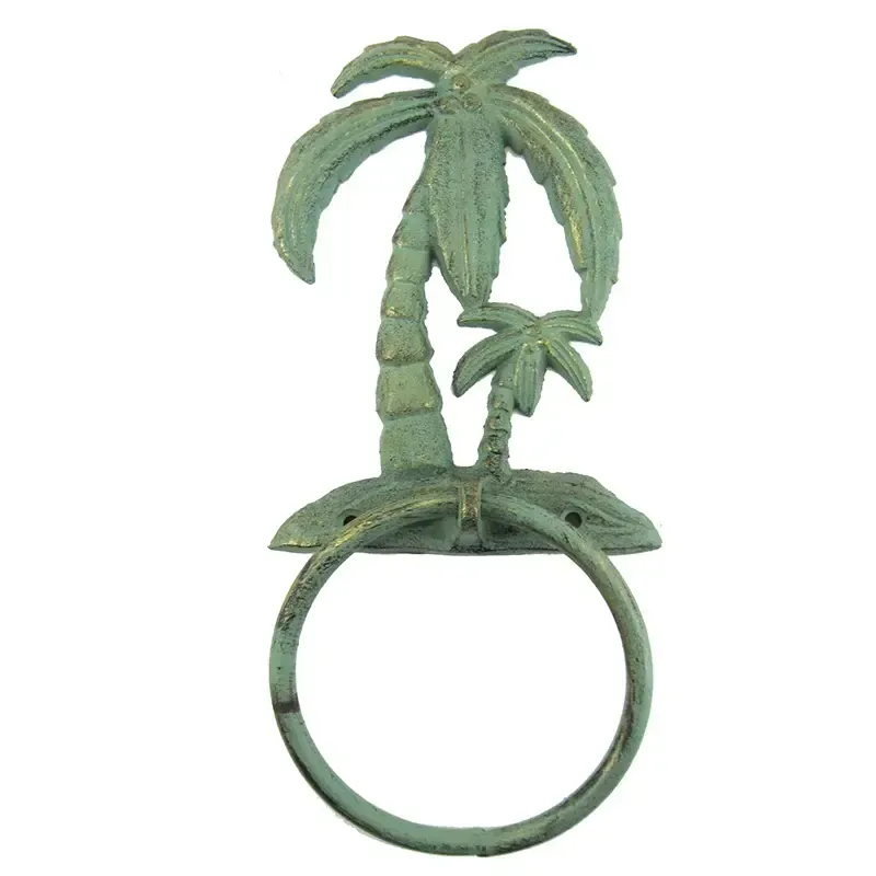 Green Iron Palm Tree Towel Ring