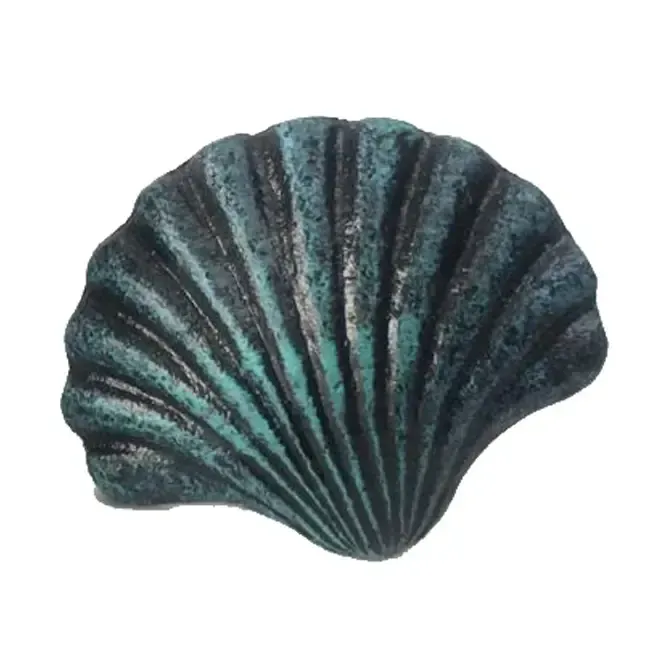 Dark Blue Scallop Seashell Drawer Pull Cast Iron