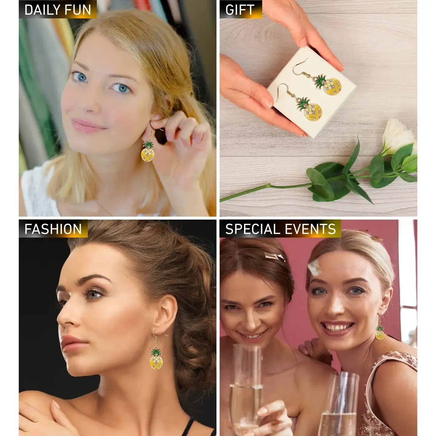 CTG 6955 Gold Sparkling Earrings - Pineapple