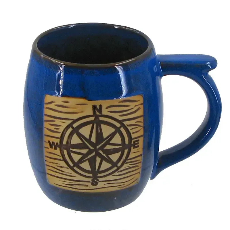 Compass Blue Glazed Stoneware Mug