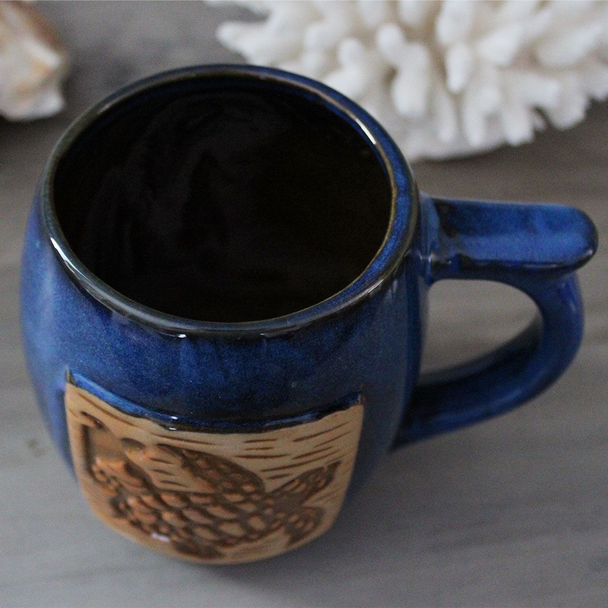 Sea Turtle Blue Glazed Stoneware Mug