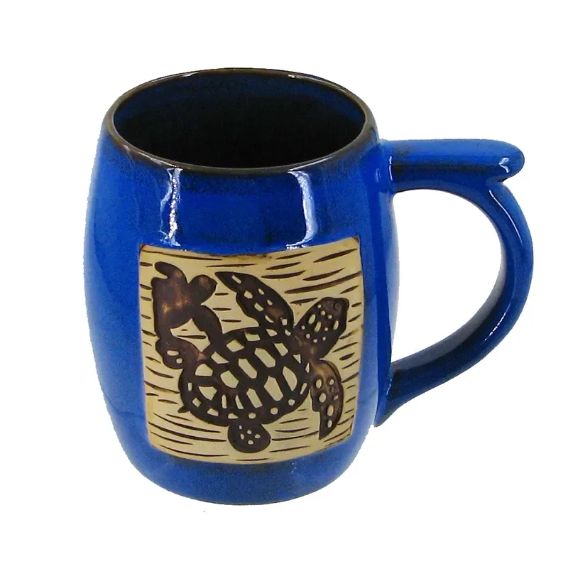 Sea Turtle Blue Glazed Stoneware Mug