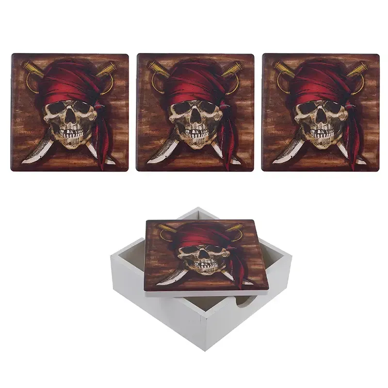 Pirate 4 Piece Coaster Set