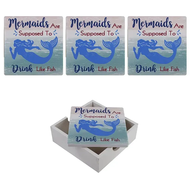 Mermaids 4 Piece Coaster Set