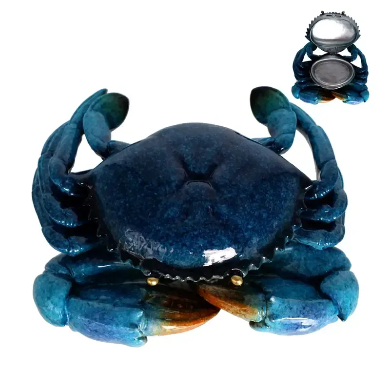 Resin Blue Crab Figure Jewelry Box - Sea Life Decor