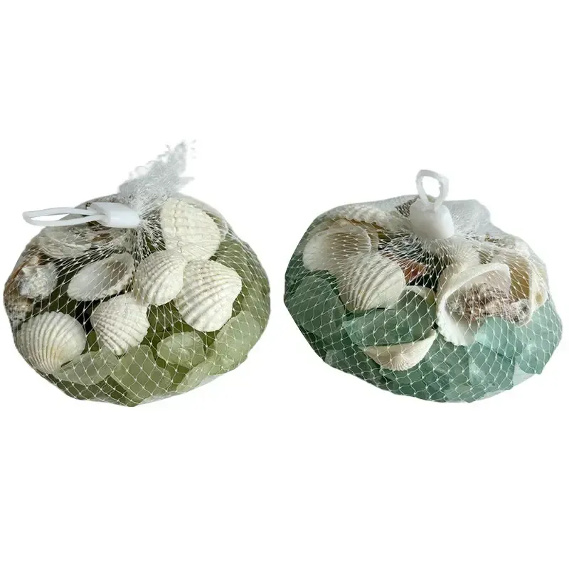 Bag Sea Glass Stones w/ Seashells 350g Bag