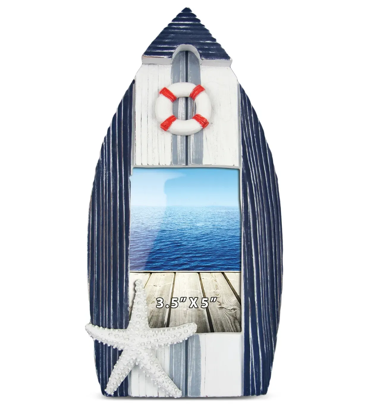 CTG 9280 Nautical Decor - Blue Stripes Boat Frame Lg 3.5x5