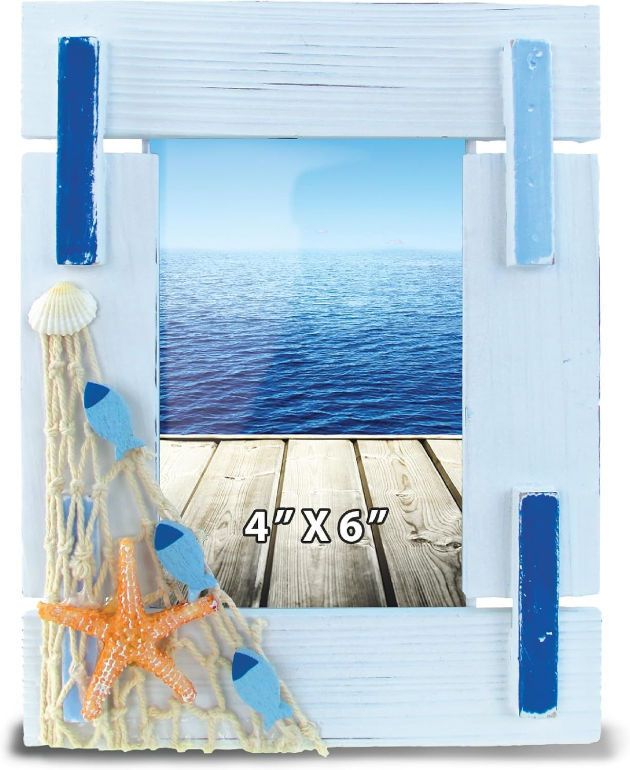 CTG 9319 Nautical Decor Light Blue Strips Frame 4x6
