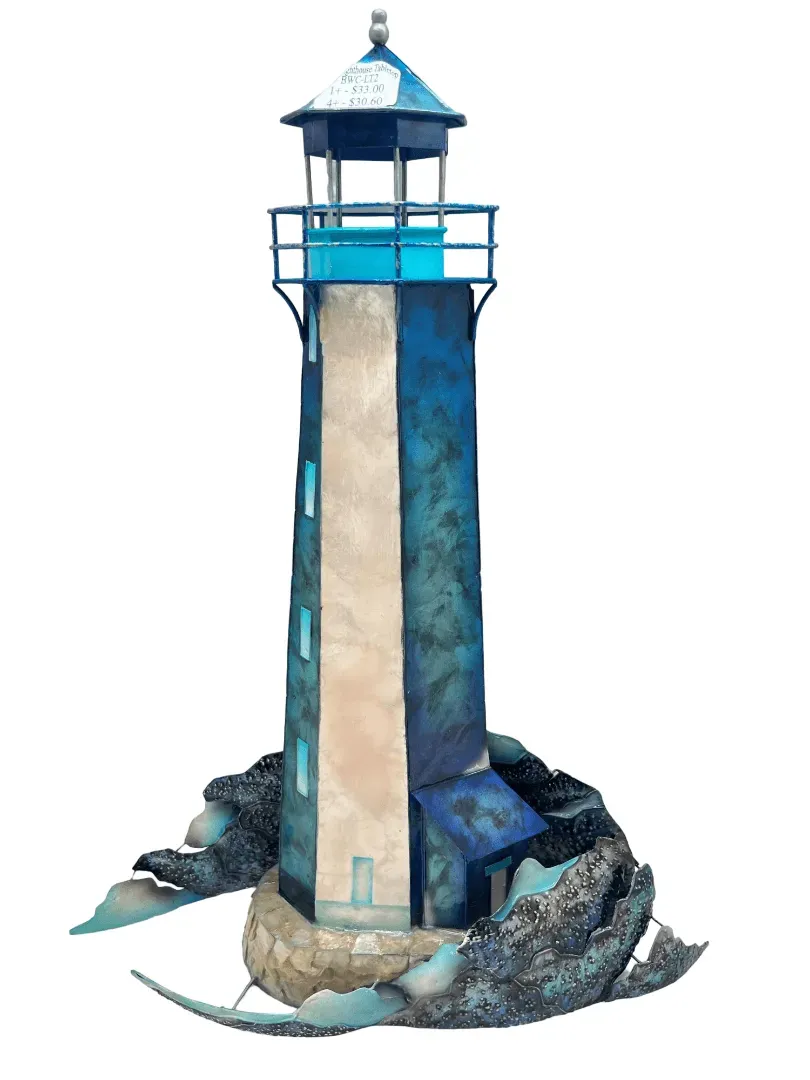 KK BWC-LT2 Lighthouse Blue & White Capiz Tabletop