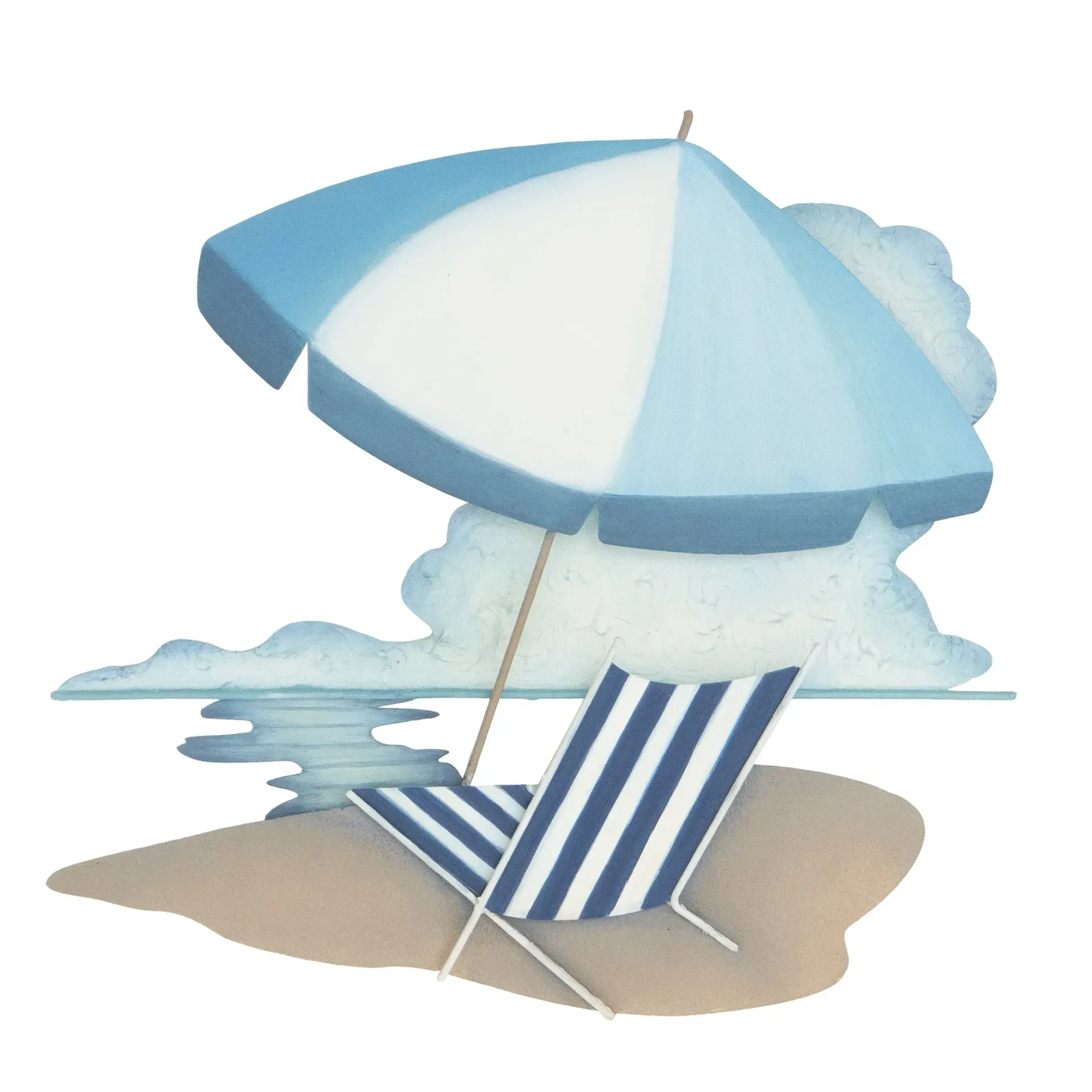 Beach Chair w/Umbrella Small Metal Wall Art