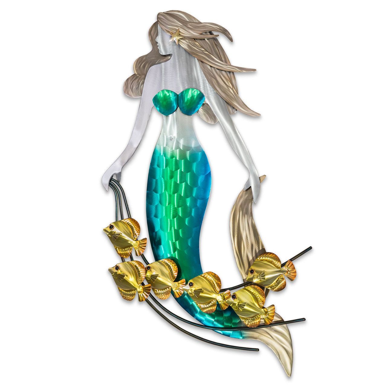 Mermaid With Friends Vertical Stainless Steel Metal Wall Art
