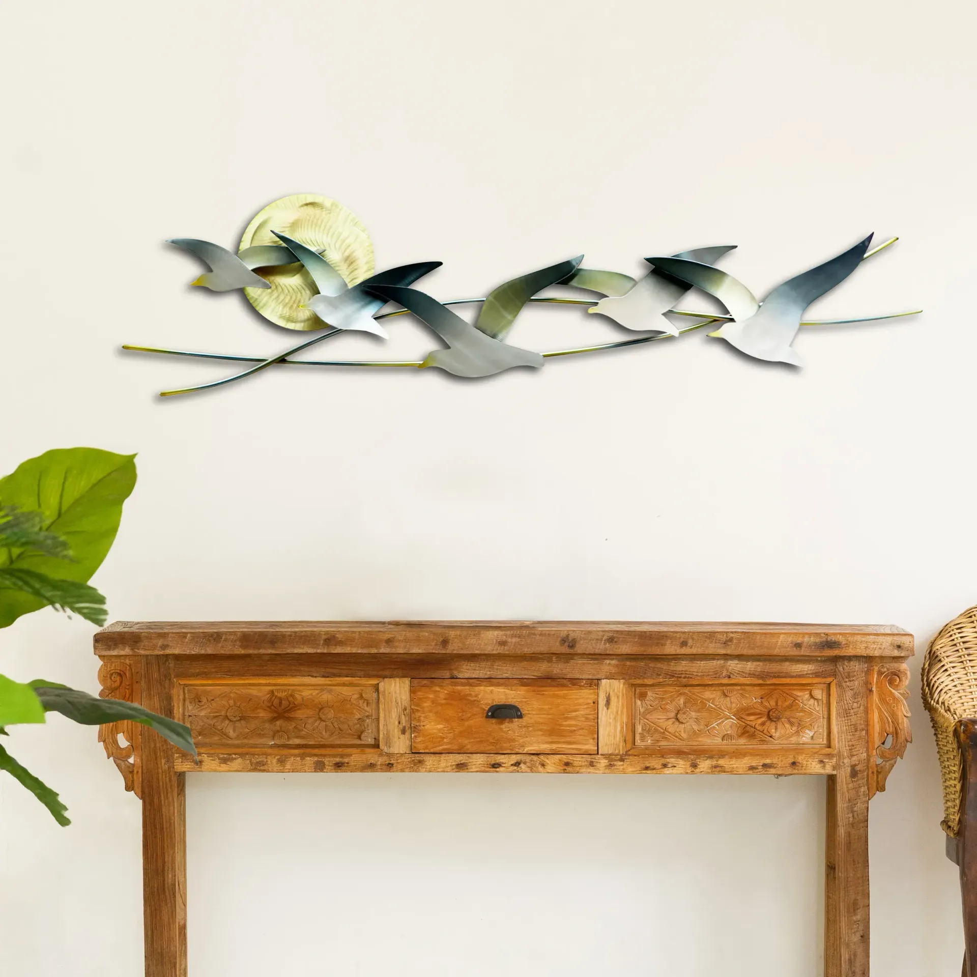 Seagulls With Sun Metal Wall