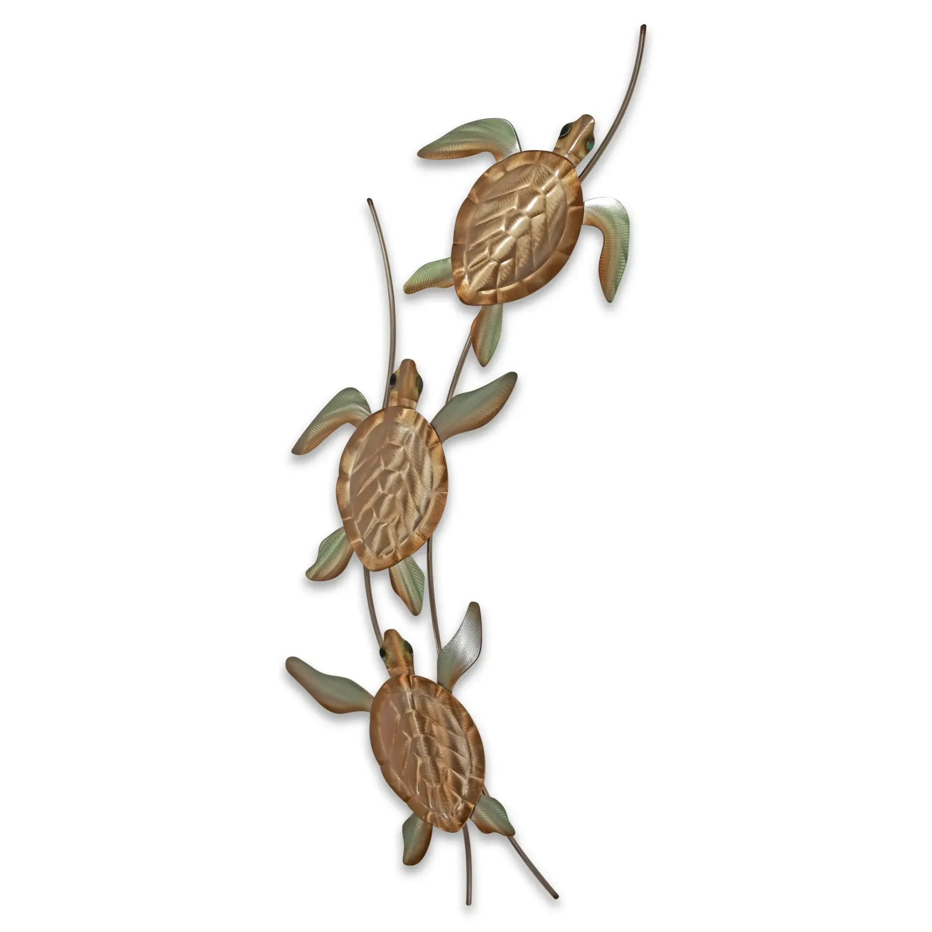 Triple Turtle Wave Stainless Steel Metal Wall Art