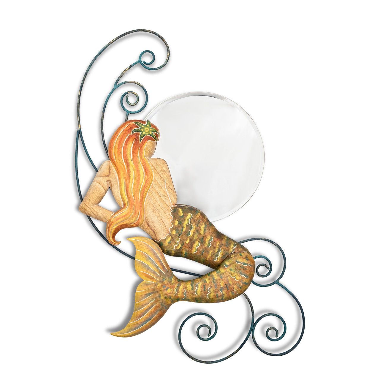Mermaid with Waves Moon Mirror
