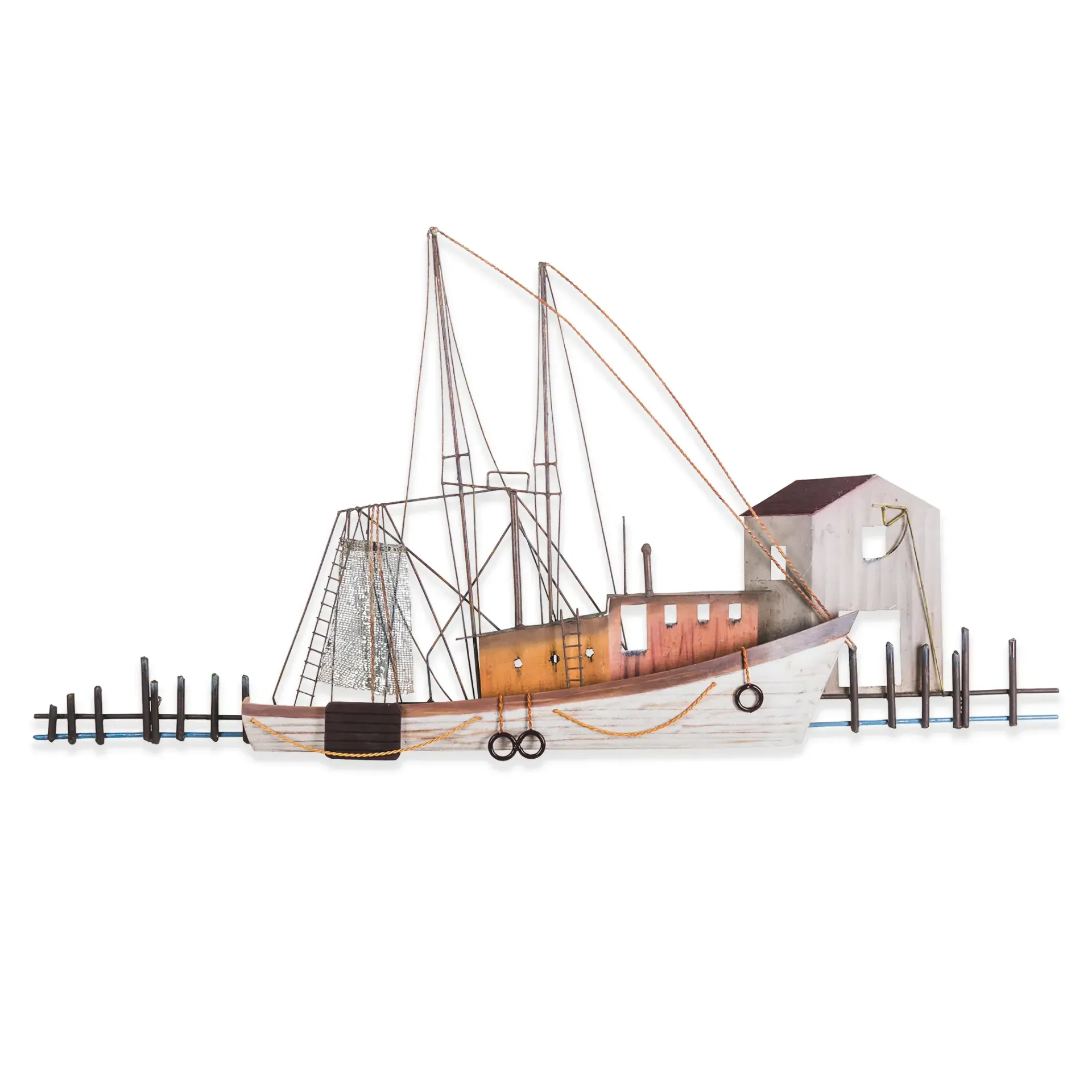 Calabash Shrimper Metal/Wood Wall Art