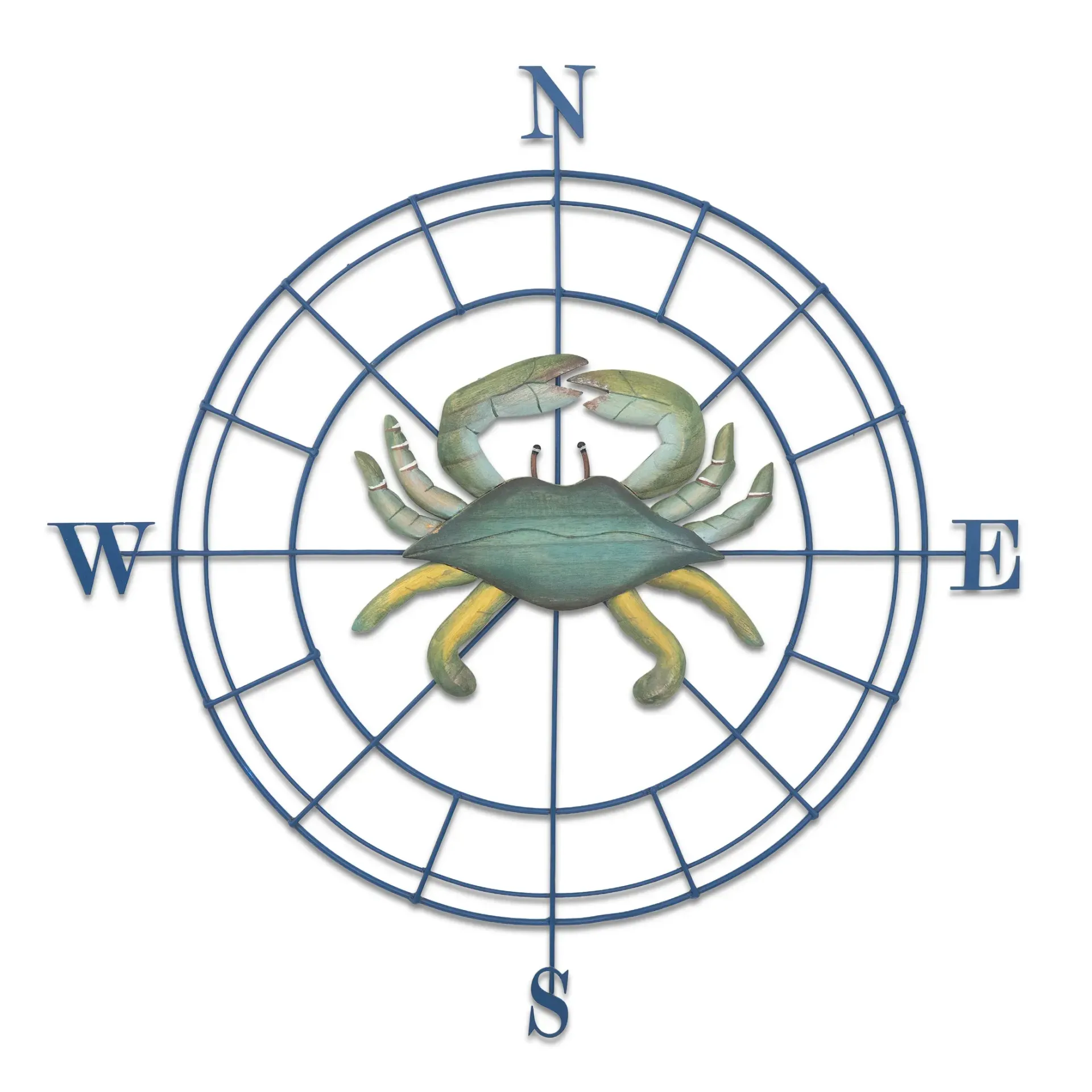 Compass - Blue Crab Wood/Metal Wall Art