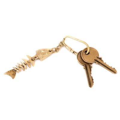 Brass Fish Bones Key Ring