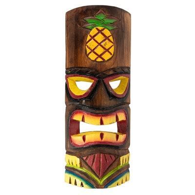 Carved Tiki Mask w/Pineapple