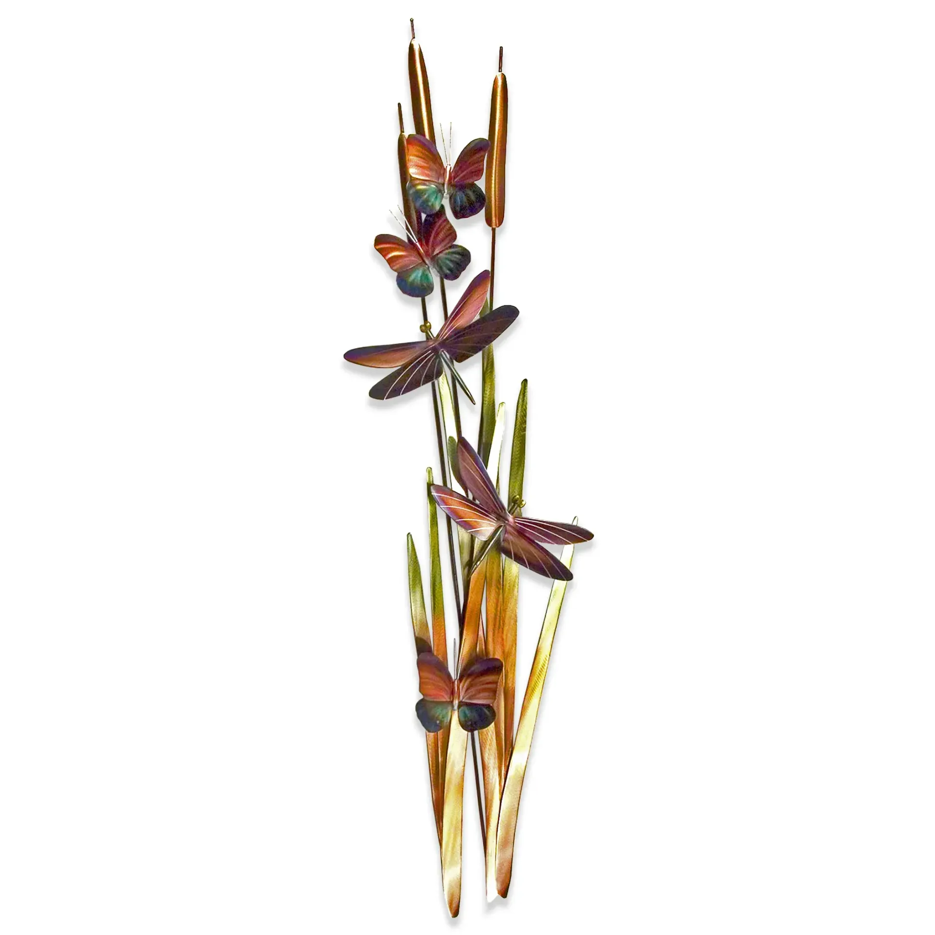 Dragonflies & Cattails Lg-Stainless Steel