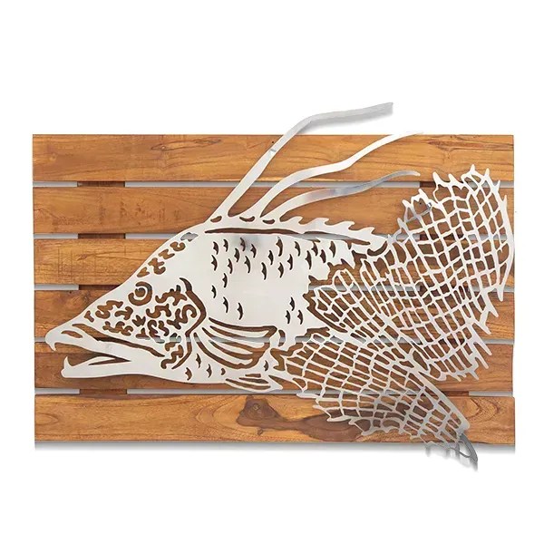 Hogfish And Seafan On Slat Teak (304 Stainless Steel / Outdoor)