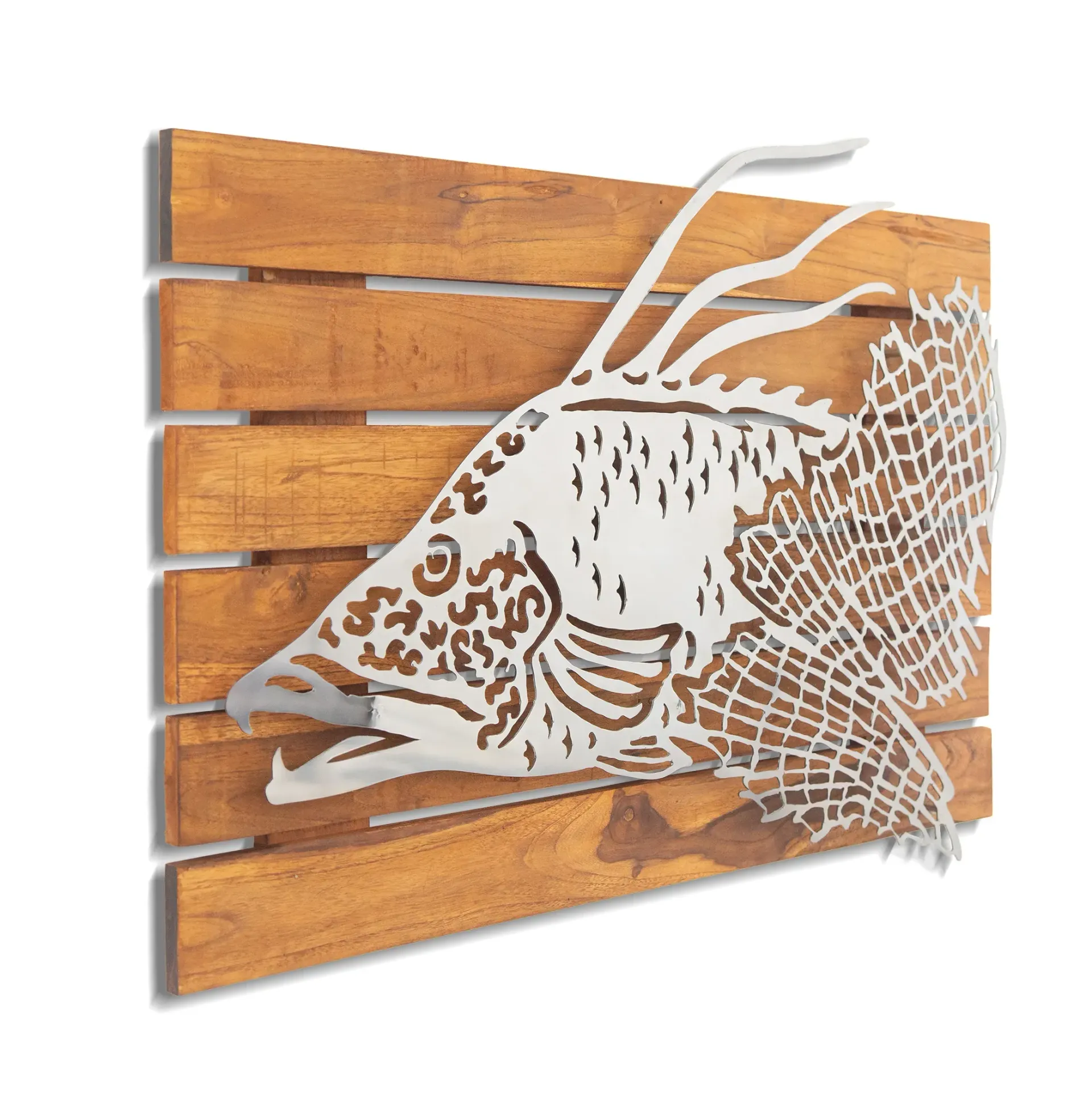 Hogfish And Seafan On Slat Teak (304 Stainless Steel / Outdoor)