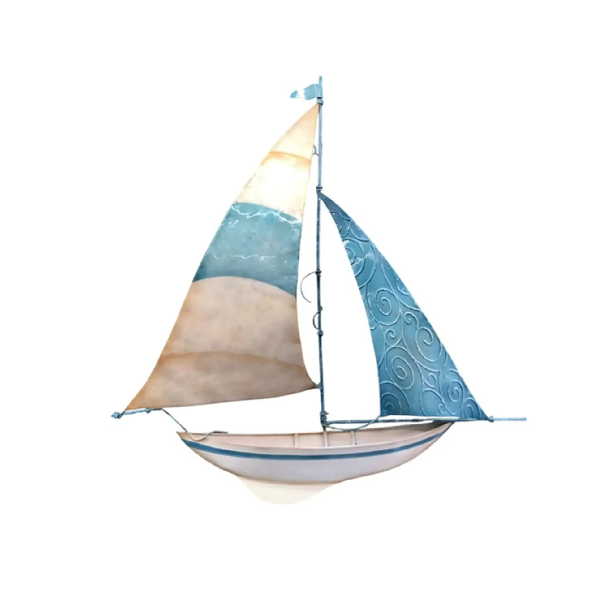 Capiz Sailboat Pastel Blue Metal WD