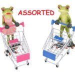 6 3/4 Inches High Assorted Shopping Frog with Cart