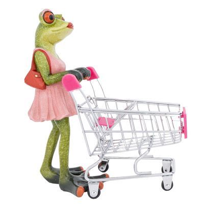 6 3/4 Inches High Assorted Shopping Frog with Cart