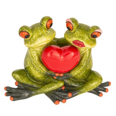 4 3/4 Inches Wide Sitting Frogs Holding Heart