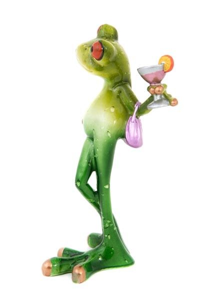 6 Inches High Lady Frog Holding a Cocktail