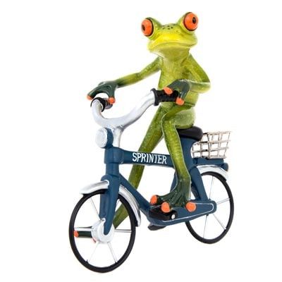 6 1/2″ High x 6″ Wide Frog Riding a Bicycle