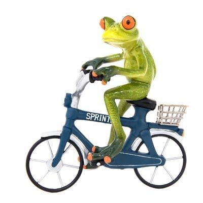 6 1/2″ High x 6″ Wide Frog Riding a Bicycle