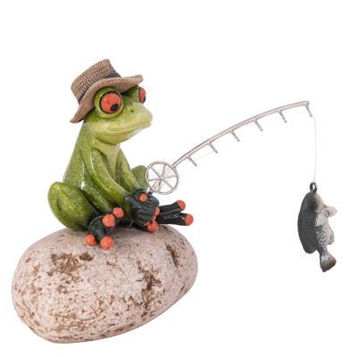 6 Inches High Fishing Frog Figurine