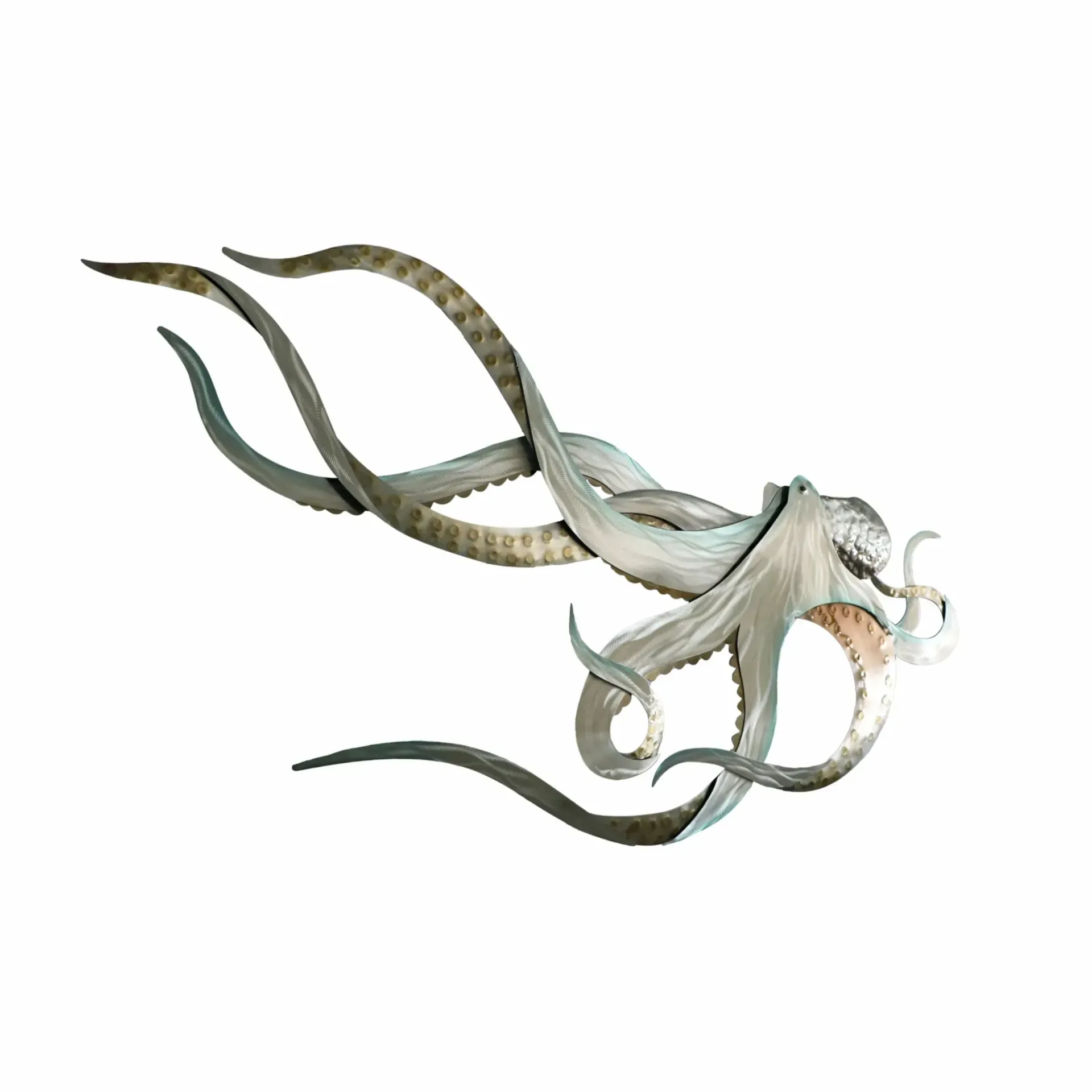 New Octopus Facing Left Stainless-Steel Metal Wall Art