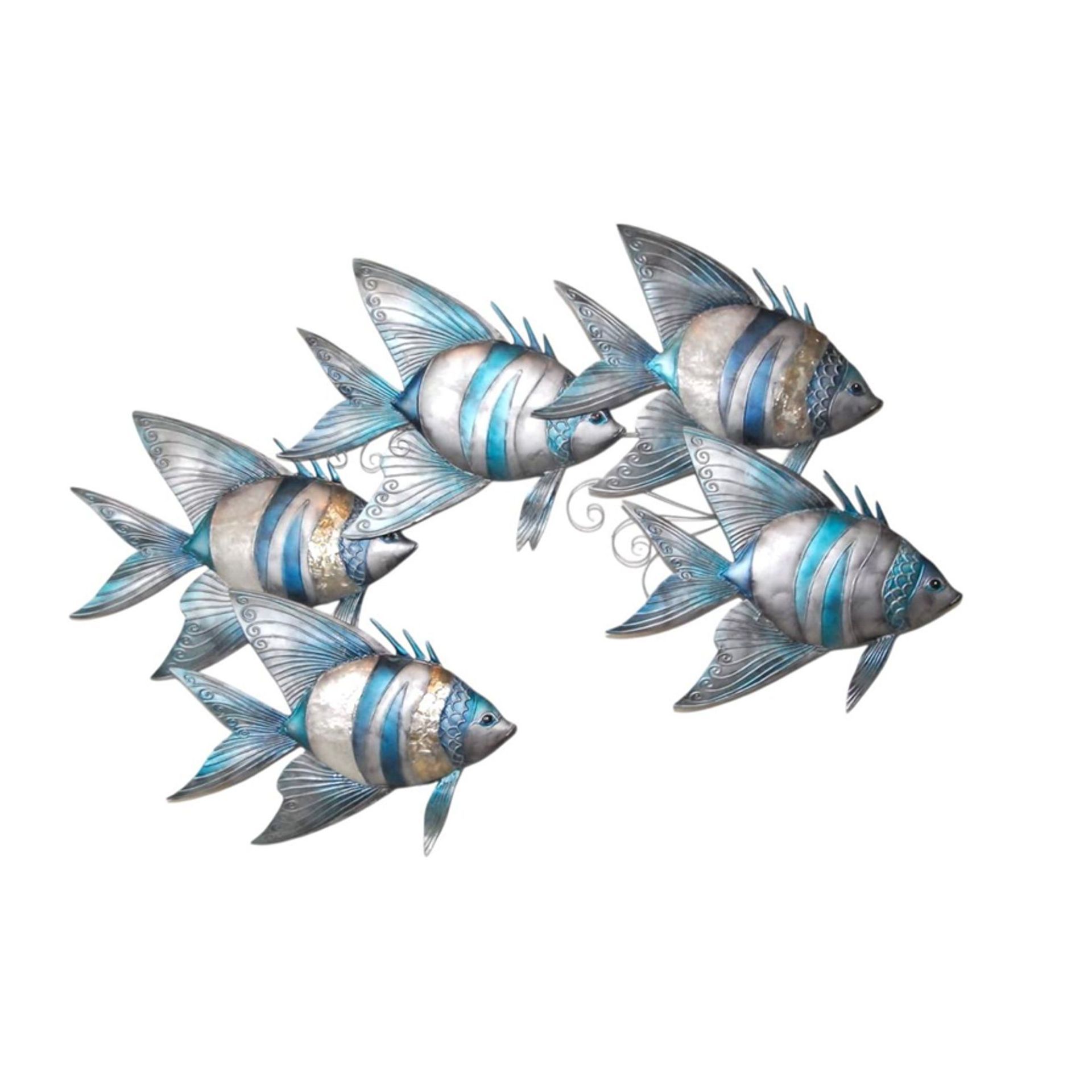 Capiz School of 5 Fish Metal WD