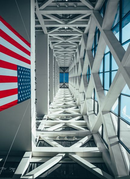 Intricate Concrete Work With American Flag