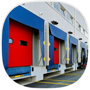 Sectional overhead doors in loading bays