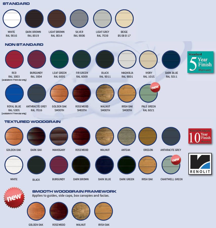 Garage Colours Chart