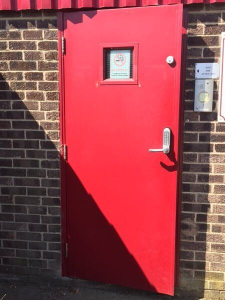 Steel hinged fire exit