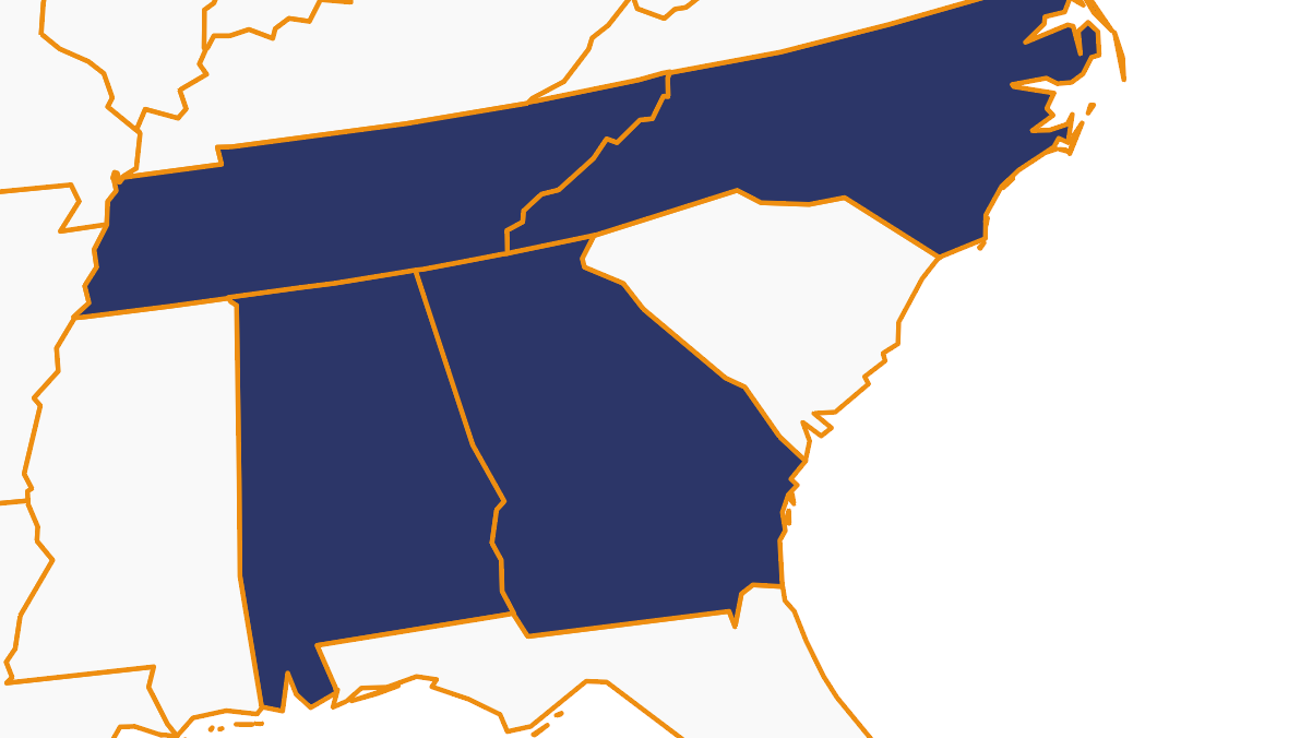a map of the southeastern united states