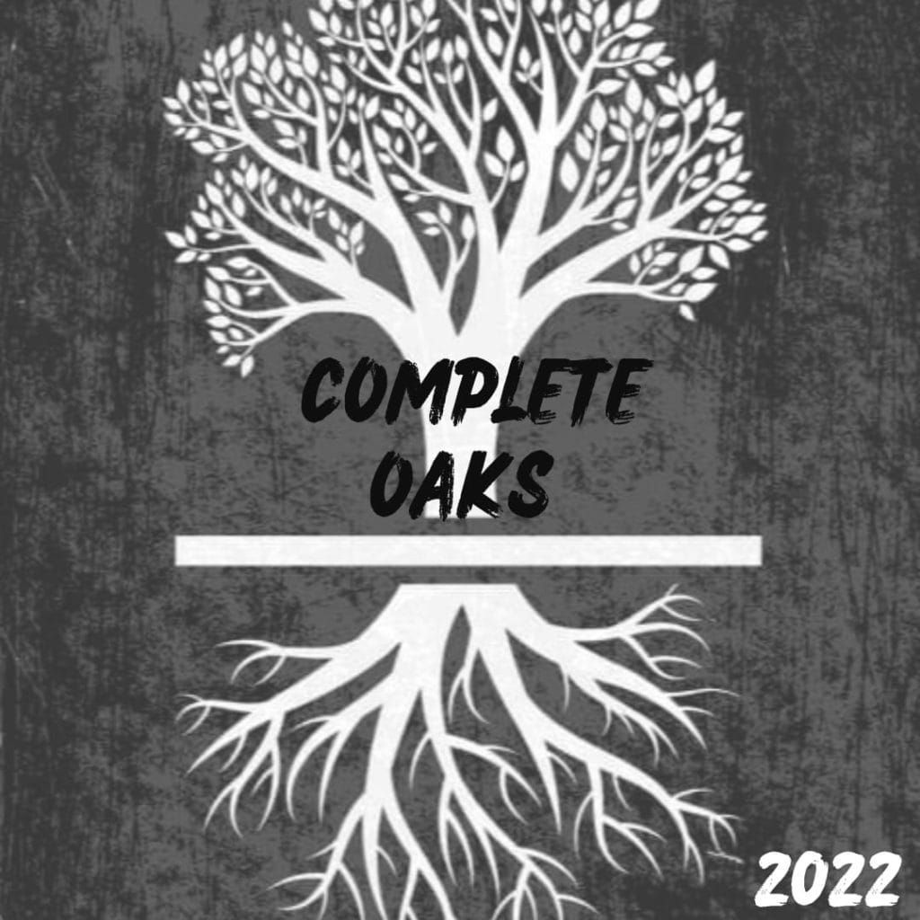 A picture of a tree with roots and the words `` complete oaks ''.