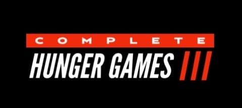 A complete hunger games iii logo on a black background