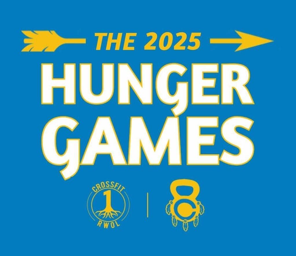 A blue sign that says the 2025 hunger games