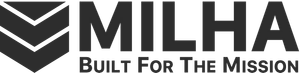 The MILHA logo featuring a chevron icon to the left and the words "Built For The Mission" underneath.