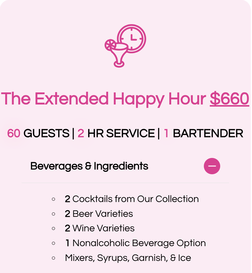The Extended Happy Hour package